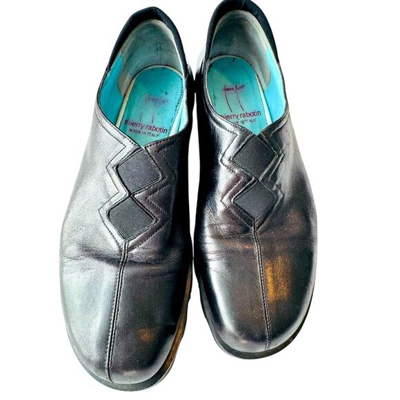 THIERRY RABOTIN BLACK SOFT LEATHER SHOES Slip-Ons Women’s SZ 5 MADE IN ITALY - Picture 1 of 4